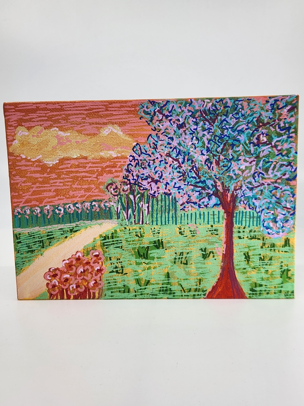 Hand-Painted Acrylic Landscape Canvas Art - Peach Skies - Picture 2 of 5